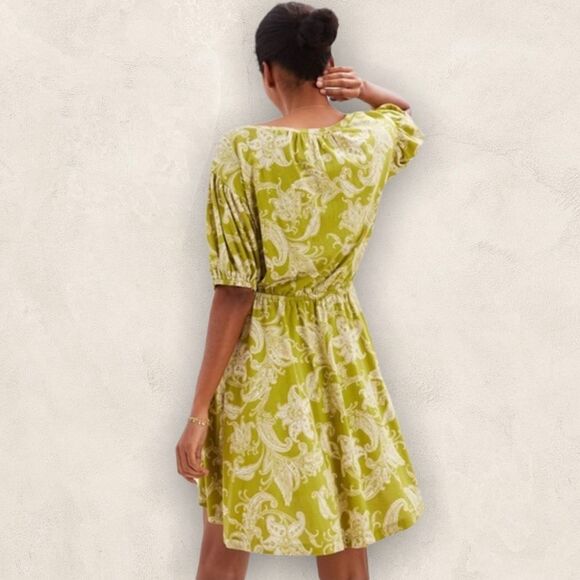 Anthropologie Daily Practice Mini Dress Green Floral Paisley Print S NWT - Picture 3 of 11